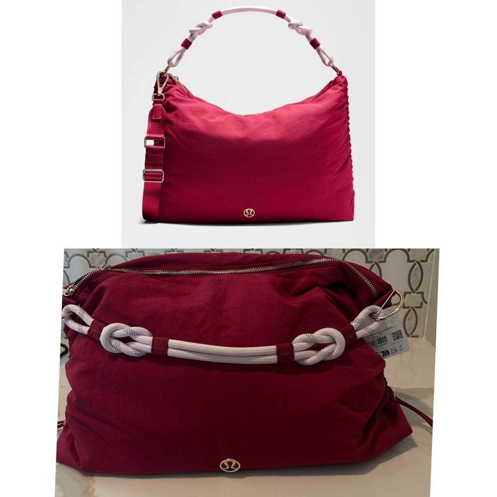 NWT Convertible Ruched Crossbody Bag Large 16L Berry Rumble/Blissful Pink/Gold